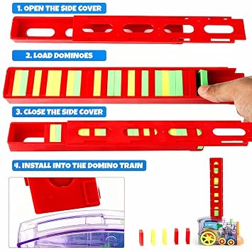 Kids Domino Train Auto-Laying Toy with 40 Tiles, Automatic Domino Placement
