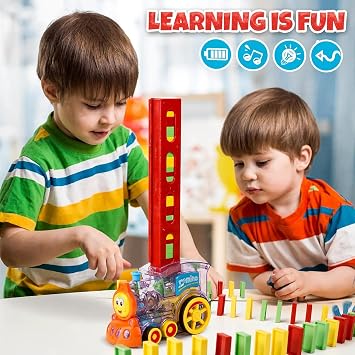 Kids Domino Train Auto-Laying Toy with 40 Tiles, Automatic Domino Placement